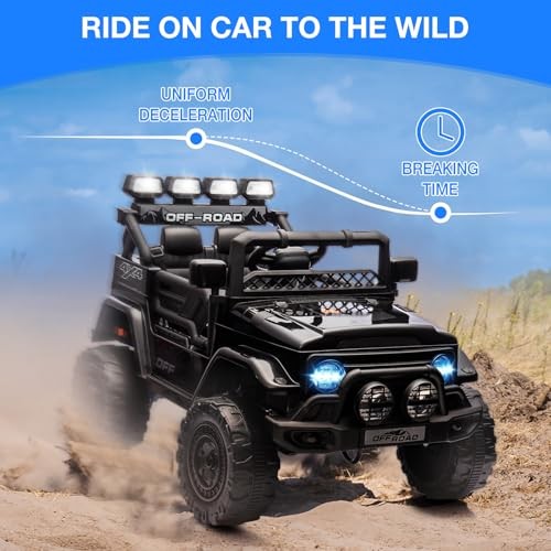 12V Electric Ride-On Truck with Remote Control, 3 Speeds, LED Lights, Black Magic Cars 5
