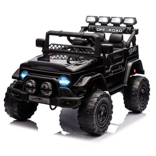12V Electric Ride-On Truck with Remote Control, 3 Speeds, LED Lights, Black Magic Cars Variant 0