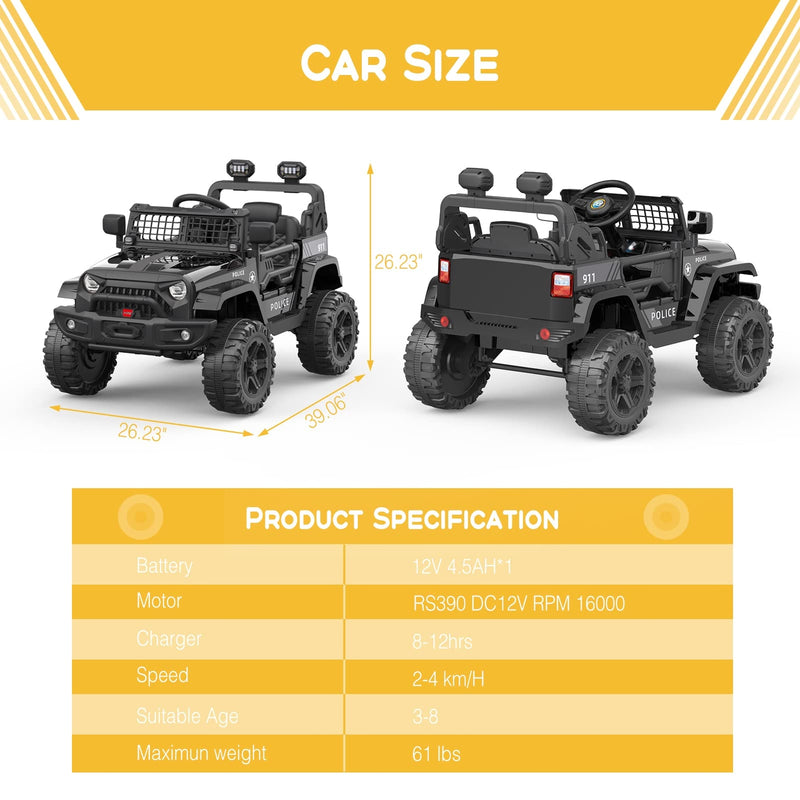 12V Kids Electric Ride-On Truck Car with Remote Control and Spring Suspension Magic Cars 5