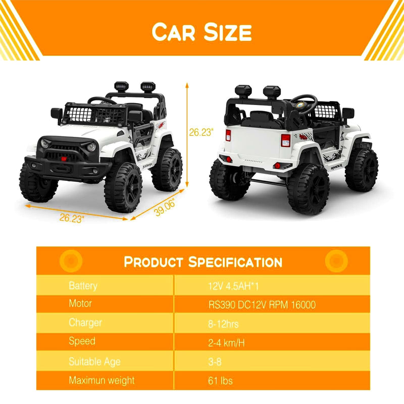 12V Kids Electric Ride-On Truck with Remote Control and Spring Suspension Magic Cars 4