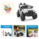 12V Electric Ride-On Truck for Kids with Remote Control and Spring Suspension - White Magic Cars 1