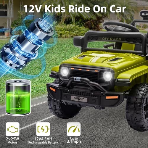 12V Ride-On Truck Car Toy with Parent Remote Control for Kids Ages 3-5 Magic Cars 6