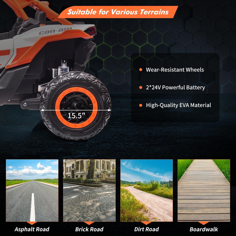 Electric 2-Seater Ride-On UTV Car with 24V 7AH Batteries and 200W Motor Licensed Can-Am Design Magic Cars 4