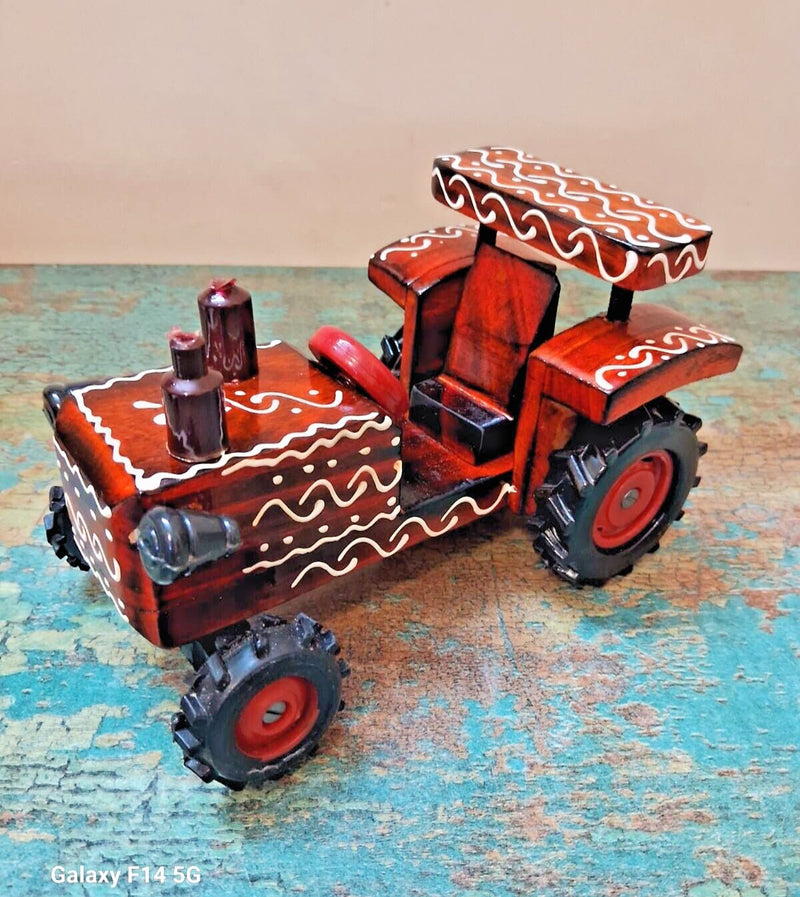 Wooden Ride-On Tractor Toy for Toddlers with 4 Wheels and Functional Design Magic Cars 4