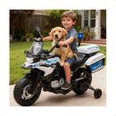 P-Series 12V BMW Police Motorcycle for Children, Featuring LED Lights and MP3, White Magic Cars 1