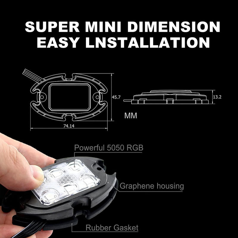 Rock Lights for Trucks Jeep UTV ATV Bright Underglow Exterior Wheel Lighting Magic Cars 7