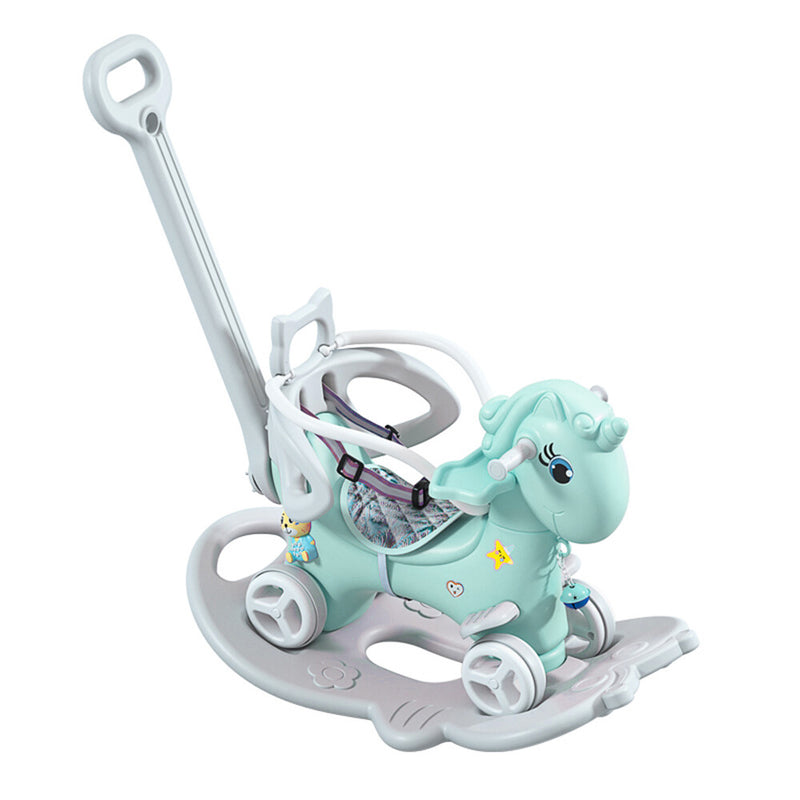 Toddler Rocking Horse with Push Handle, Backrest, and Balance Bike Ride-On Toy Magic Cars 1