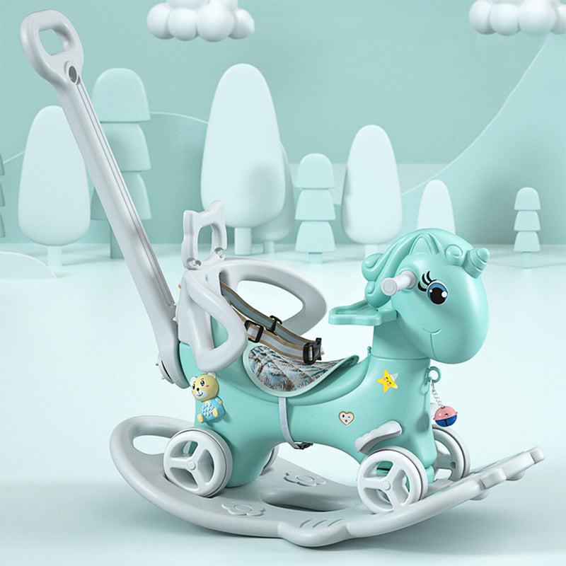 Toddler Rocking Horse with Push Handle, Backrest, and Balance Bike Ride-On Toy Magic Cars Variant 0