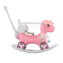 Toddler Rocking Horse Ride-On Toy with Backrest and Push Handle for Balance Development Magic Cars 1