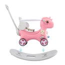 Toddler Rocking Horse Ride-On Toy with Backrest and Push Handle for Balance Development Magic Cars 2