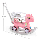 Toddler Rocking Horse Ride-On Toy with Backrest and Push Handle for Balance Development Magic Cars 3