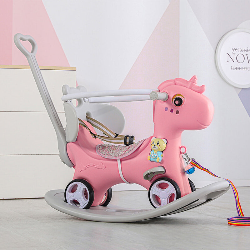 Toddler Rocking Horse Ride-On Toy with Backrest and Push Handle for Balance Development Magic Cars Variant 0