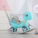 Toddler Ride-On Rocking Horse and Balance Bike with Push Handle and Backrest Magic Cars 0