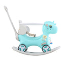 Toddler Ride-On Rocking Horse and Balance Bike with Push Handle and Backrest Magic Cars 4