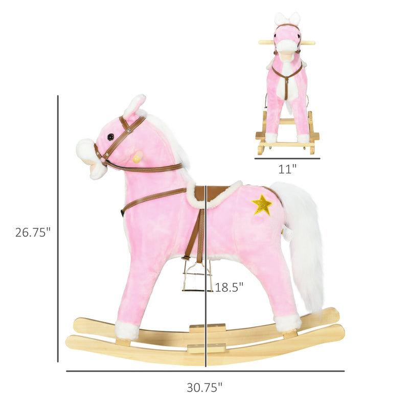 Toddler Rocking Horse with Saddle and Sound, Ride-On Toy for Ages 3-8 Magic Cars 2