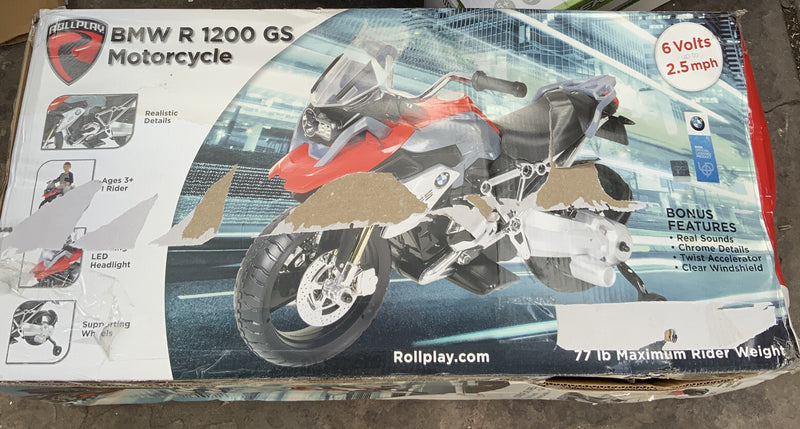 6V Ride-On BMW R1200 GS Motorcycle Toy in Red and Gray with Distressed Design Magic Cars Variant 0
