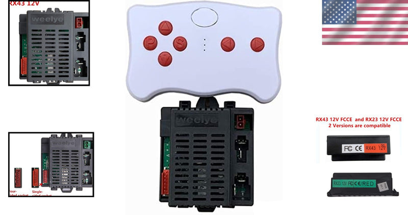 12V Kids Ride-On Car Remote Control and Receiver Replacement Kit for RX43 and RX23 Models Magic Cars 1