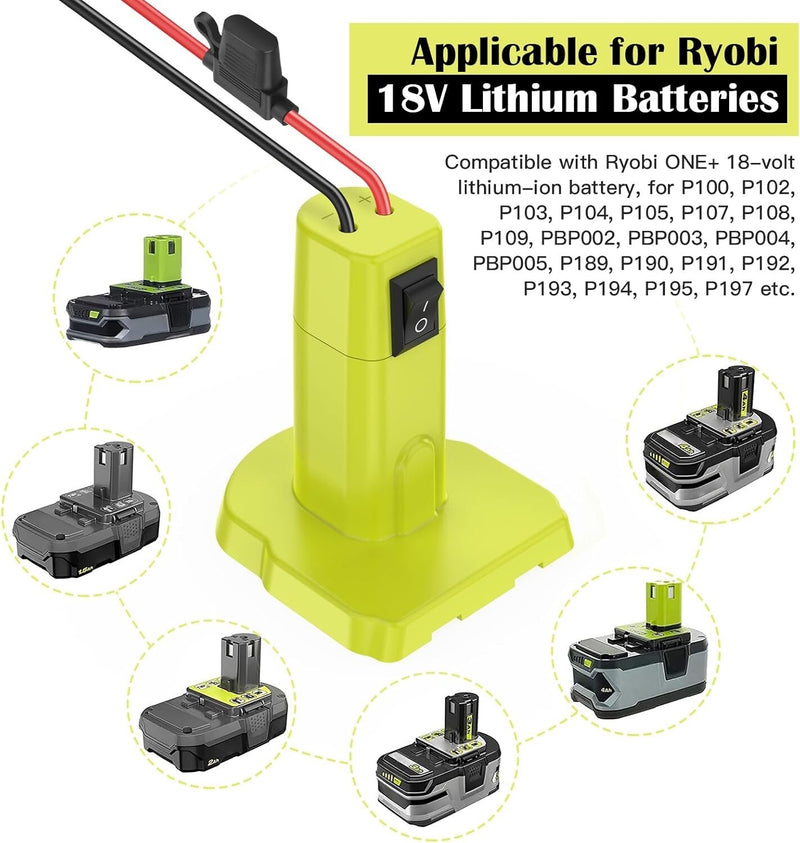 18V Power Wheels Battery Adapter Kit with 30A 12AWG Wire and Switch Magic Cars 5