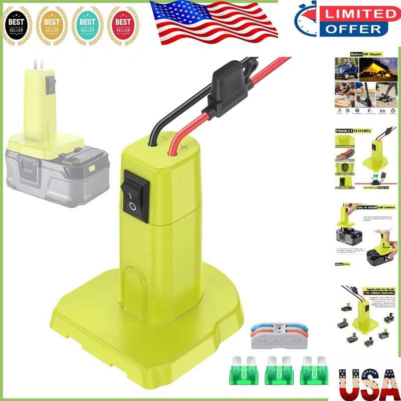 18V Power Wheels Battery Adapter Kit with 30A 12AWG Wire and Switch Magic Cars Variant 0