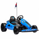 Qaba Blue 24V Electric Drift Go Kart for Kids with Dual Motors