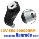 Set of 2 High-Speed 12V RS550 Motors with 40000 RPM Gearbox and Black Coupler