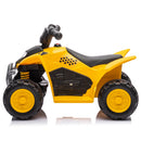 Yellow CAT 6V Battery-Powered Toddler ATV Quad with Foot Pedal Control and LED Lights