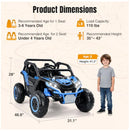24V Electric UTV for Kids with Remote Control, 2 Seater, 800W, LED Lights, Blue