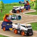 28" Ejection Transport Truck Playset with 4 Race Cars and 6 Foam Balls Featuring Lights and Sounds for Kids