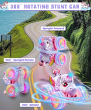 Ayiaum Pink and Purple Unicorn RC Car with Lights, 4.01 inches