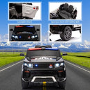Black 12V Remote-Controlled Police Car for Children