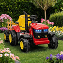 12V Electric Ride-On Tractor with Trailer for Kids - Remote Controlled 6-Wheel Vehicle