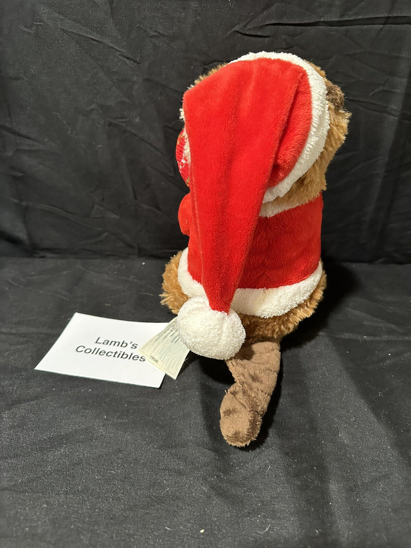 Holiday Animated Singing Beaver Christmas Deluxe Figurine
