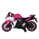 Pink Electric Ride-On Motorcycle for Girls with Training Wheels - Suitable for Ages 3 and Up