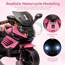 Pink Electric Ride-On Motorcycle for Kids with Training Wheels