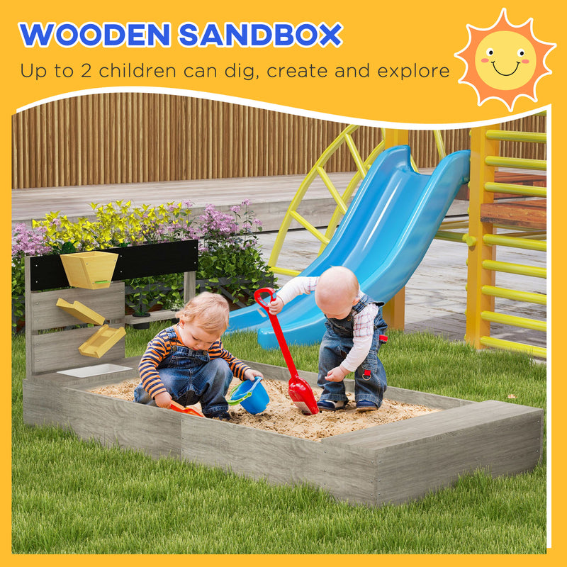 Wooden Sandbox with Liner and Kitchen Sink Design for Ages 3 to 7 Years