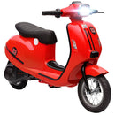 24V Electric Motorcycle for Kids with 3 Speeds, Rear Suspension, and LED Lights in Red