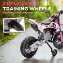 Pink 12V Electric Motorcycle for Kids with Twist Grip, Training Wheels, and Rear Suspension