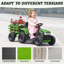 12V Battery-Powered Electric Ride-On Tractor with Trailer and LED Lights for Kids