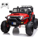 Red 2-Seat Electric Ride-On Truck for Kids with Remote Control, Dual Speeds, and Music
