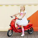 Red LED 24V Kids Electric Motorcycle with 3-Speed and Rear Suspension, Speeds Up to 9.9 MPH