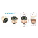 Copper Commutator for 65mm and 11E Electric Pick Motors, Dimensions 36.5x14x25(29)mm, 32P