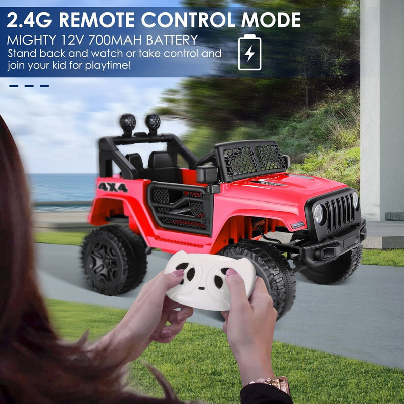 12V/24V Electric Jeep Ride-On Car for Kids with Music USB and Parental Remote