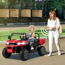 12V Electric Dump Truck with Functional Dump Bed, Safety Belt, and Secure Locking Doors in Red