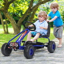 Babyjoy Blue 4-Wheel Pedal Go Kart for Kids with Adjustable Seat and Handbrake