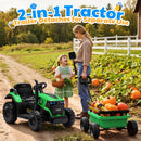 Joyracer 12V Green Bluetooth Remote Control Tractor Trailer Ride-On Car with LED Lights