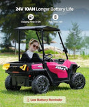 Vibrant Pink 24V Two-Seater Ride-On Vehicle for Kids - Includes Sunshade and Dump Bed