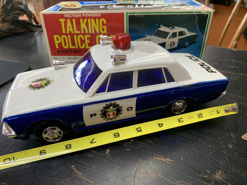 Vintage Battery Operated English Talking Police Car with Box