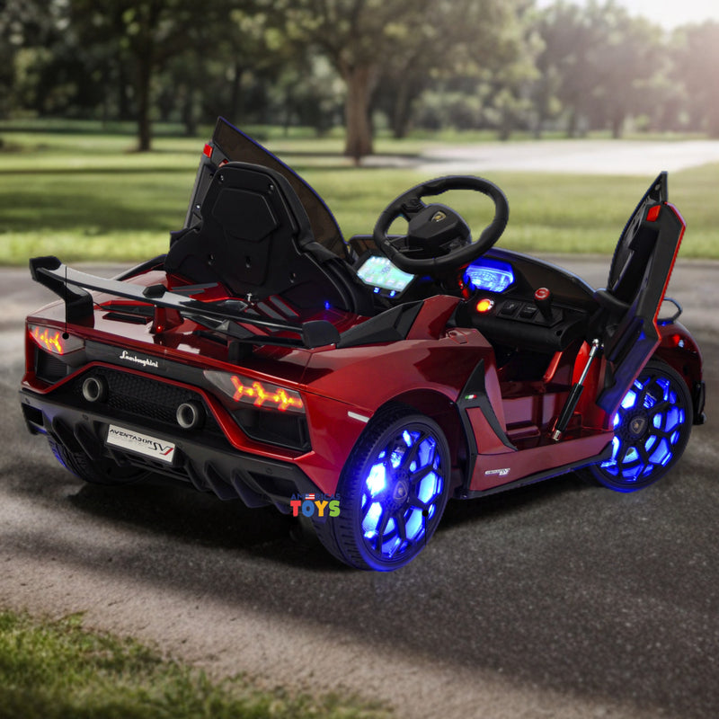 Kids Ride-On Licensed Lambo RC Car with MP4 Player and LED Wheels in Multiple Colors