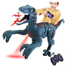 Blue Remote-Controlled Velociraptor Dinosaur Toy for Children