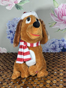 Festive Singing Dachshund Plush Toy in Santa Hat